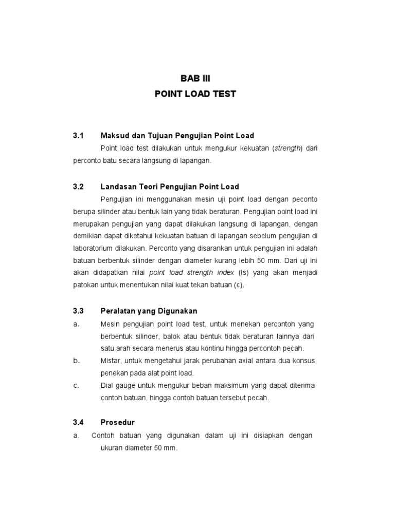 Uji Kekuatan Batu dengan Point Load Test | PDF