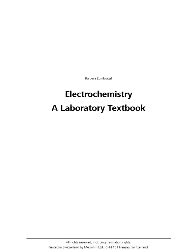 Electrochemistry Laboratory Textbook Electrochemistry Redox Free