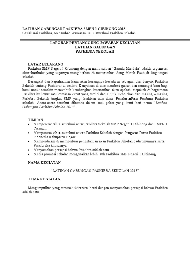 Lpj Latihan Gabungan Paskibra Smp 2013