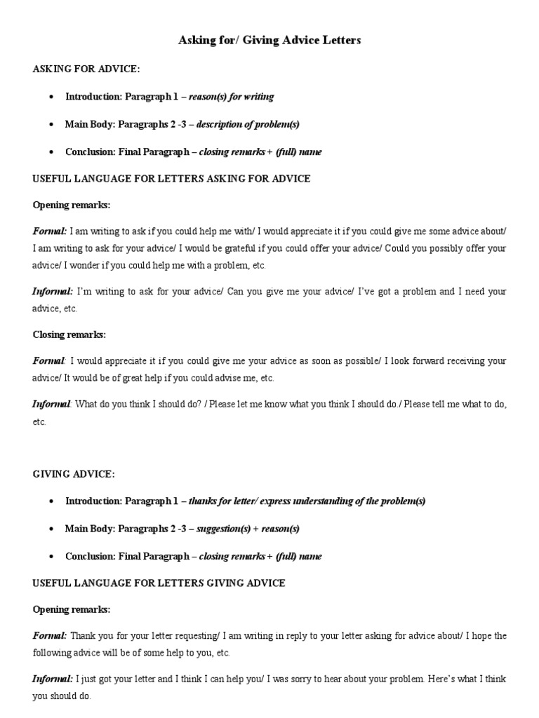 Advice Letter Writing Guide | PDF