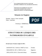 Structures du Lexique des Pathologie en Kabyle - FEDIKHI Razik