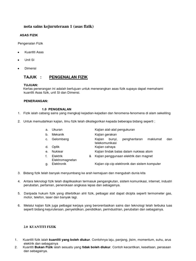 Nota Sains Kejuruteraan 1