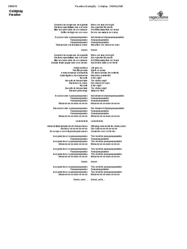 Paradise – Coldplay (Letra, Tradução e Pronúncia) Aprenda Inglês com  Musica. 