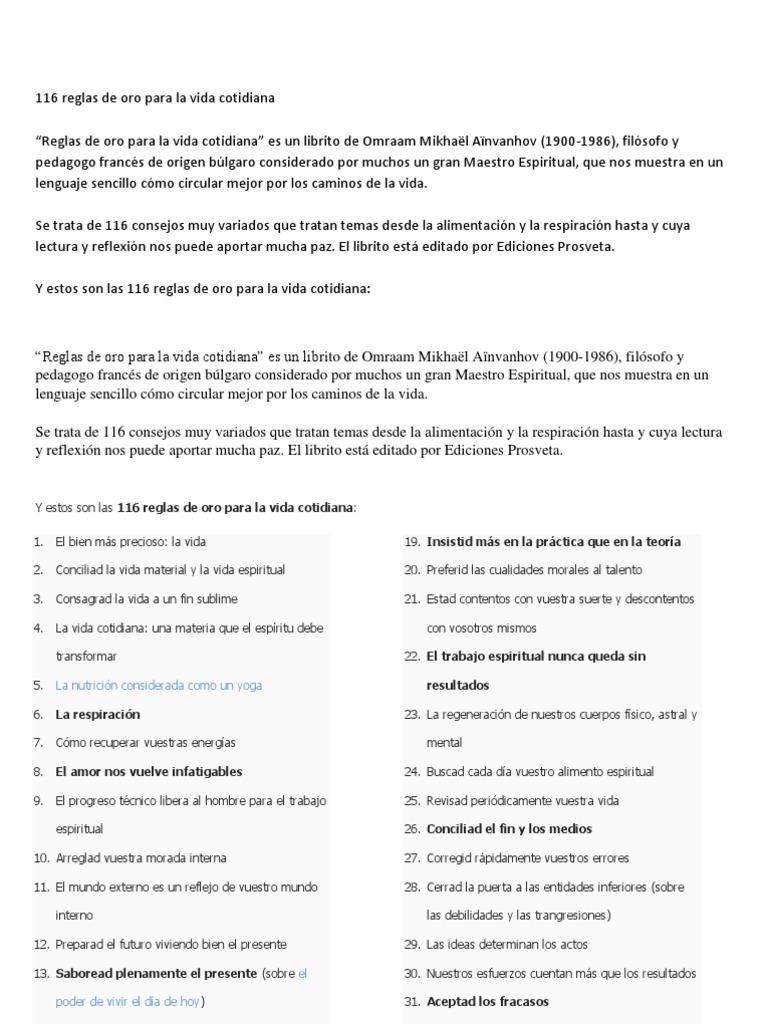 116 Reglas de Oro para La Vida Cotidiana | PDF | Alma | Amor