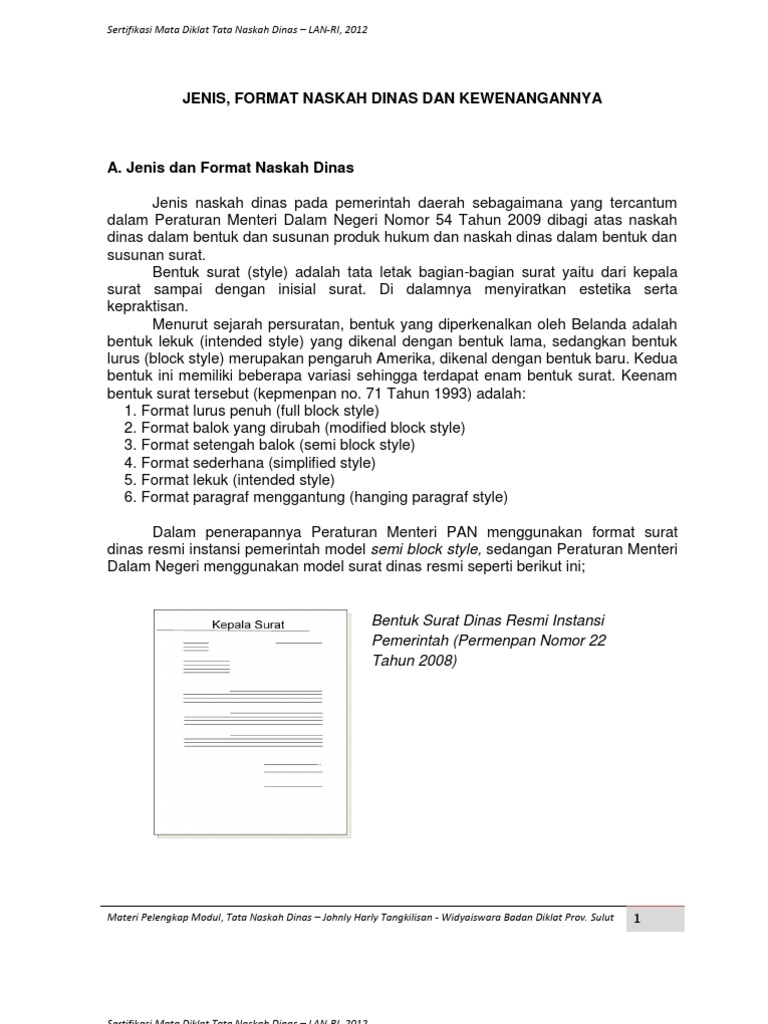 Contoh Surat Dinas Block Style Simak Gambar Berikut