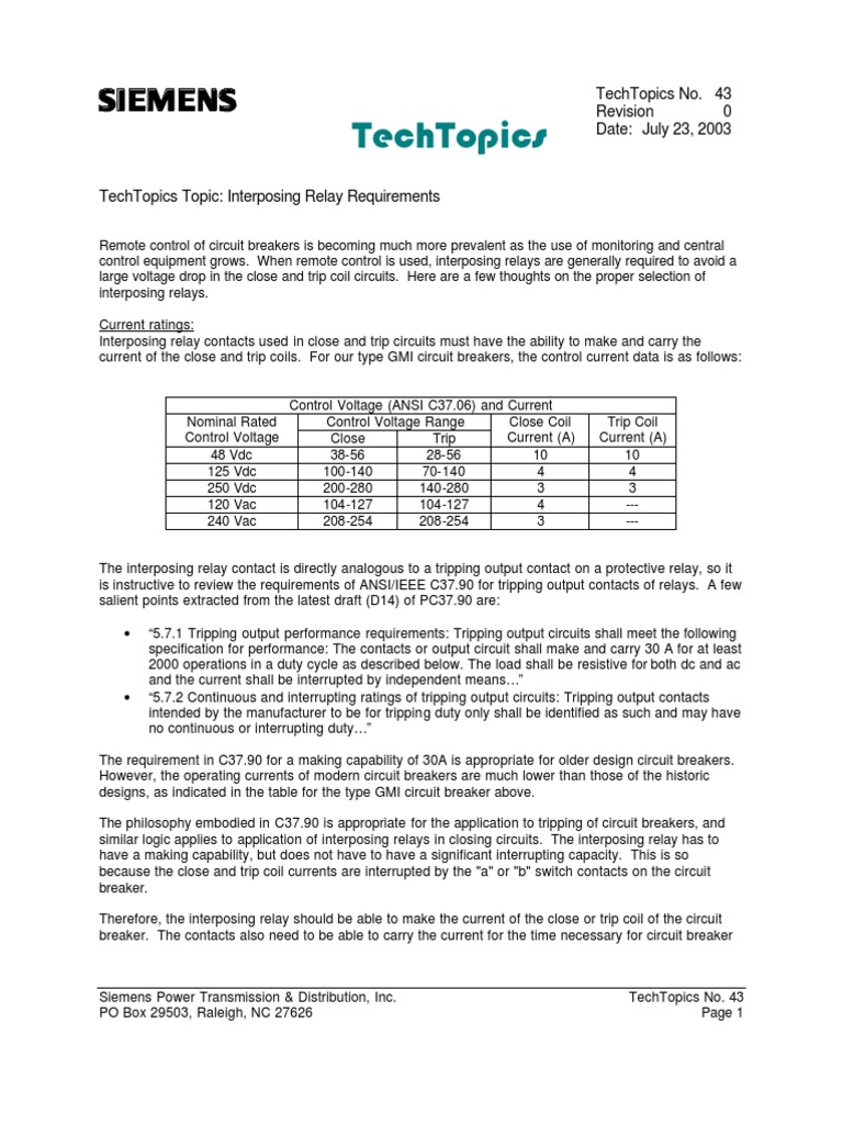 Interposing Relay Requirements Guide | PDF | Relay | Switch