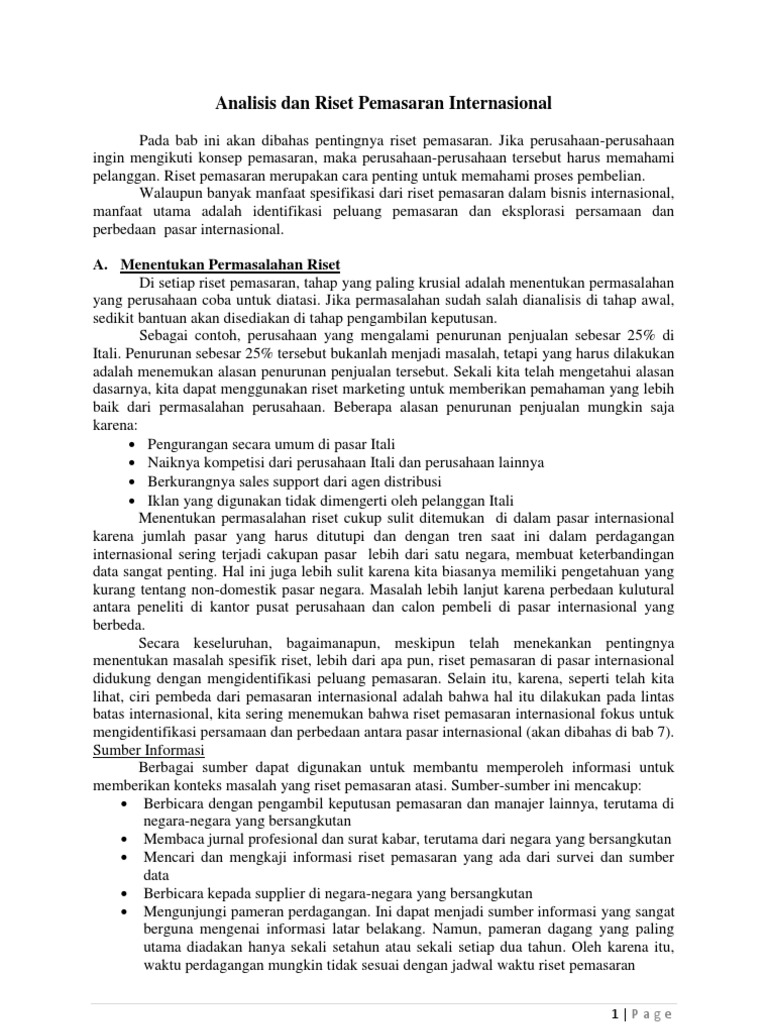 Analisis Dan Riset Pemasaran Internasional