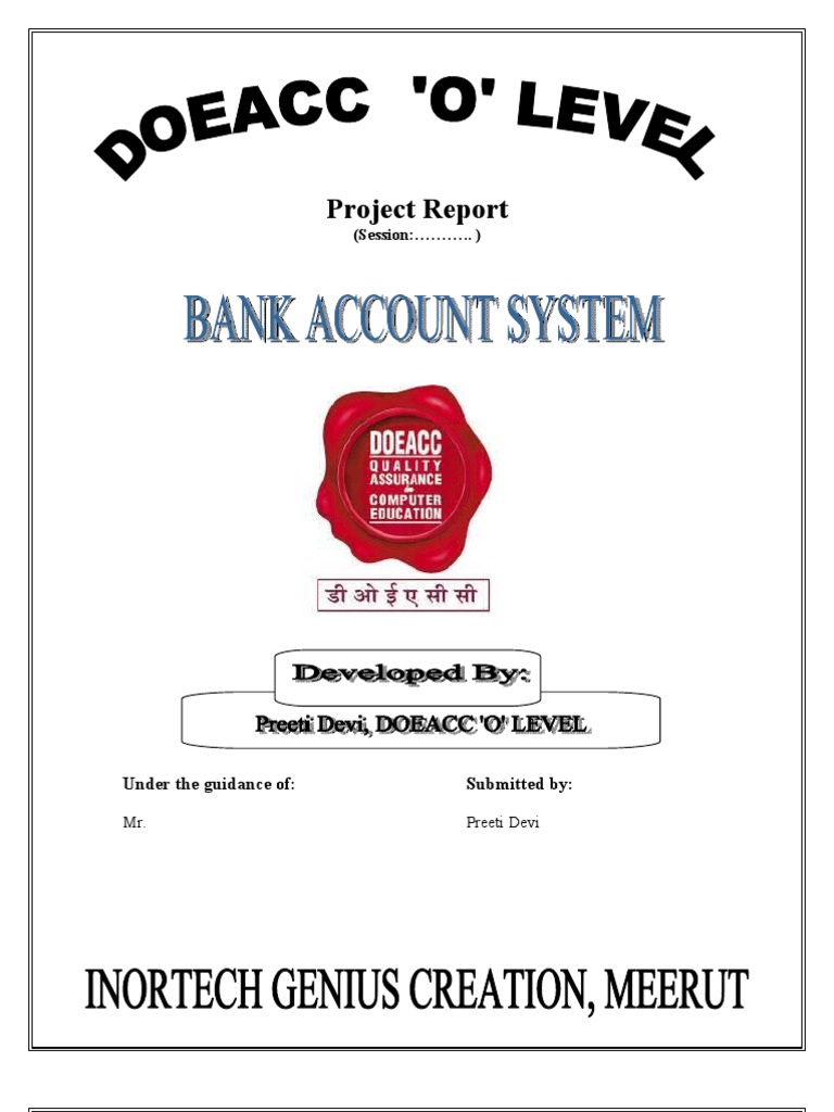 Bank Account System Project Report | PDF | Feasibility Study ...