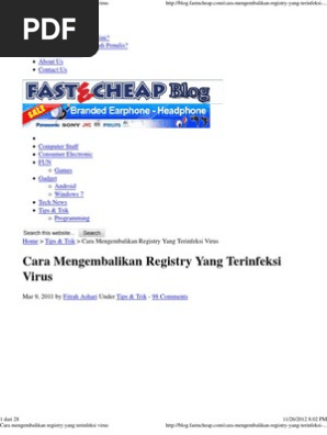 Cara Mengembalikan Registry Yang Terinfeksi Virus