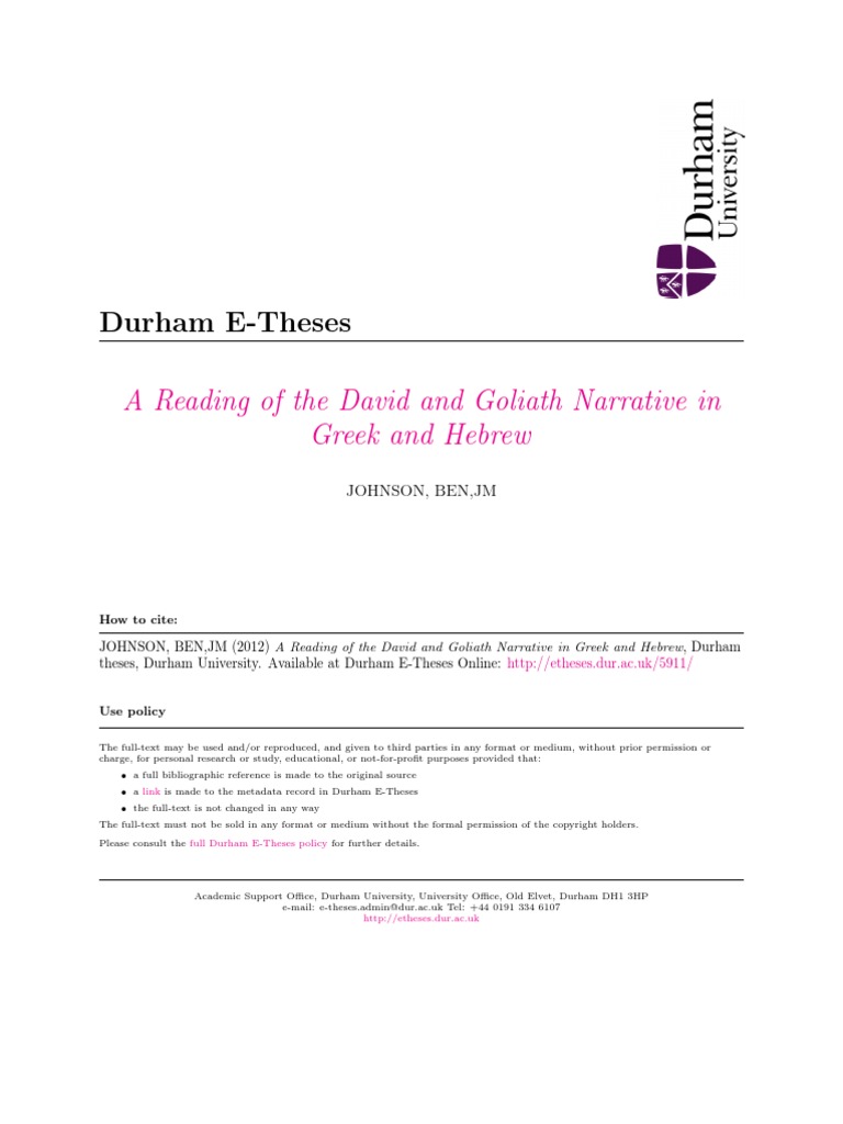 Johnson-David and Goliath PHD Thesis-2012 | PDF