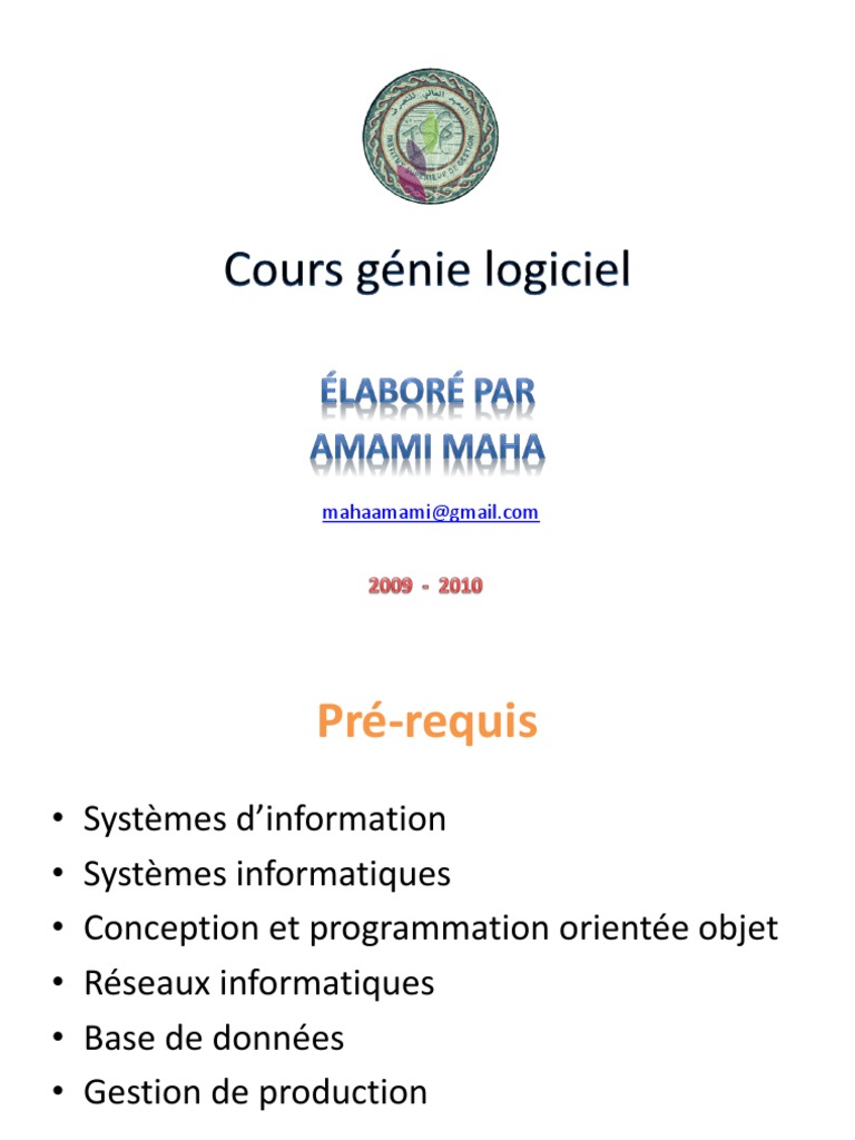 Genie Logiciel  Logiciel  Développement de logiciel