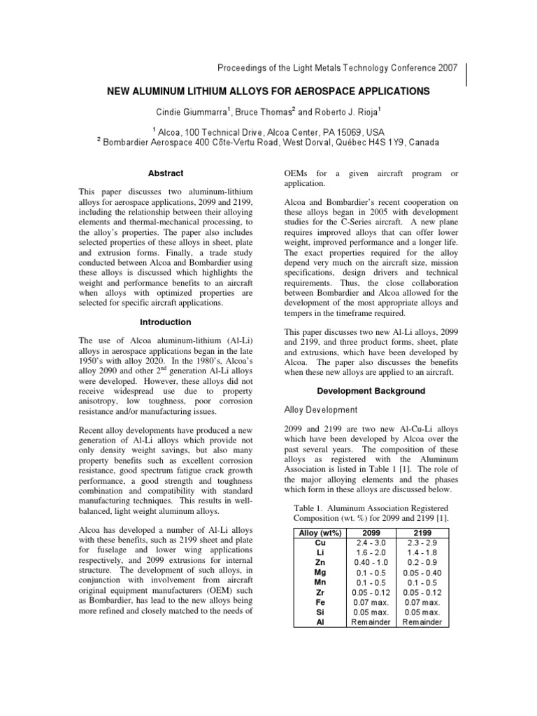 Aerospace Aluminum PDF | PDF | Strength Of Materials | Alloy
