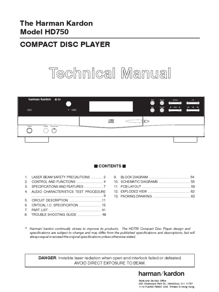 HarmanKardon HD750 CD | PDF | Signal To Noise Ratio | Amplifier