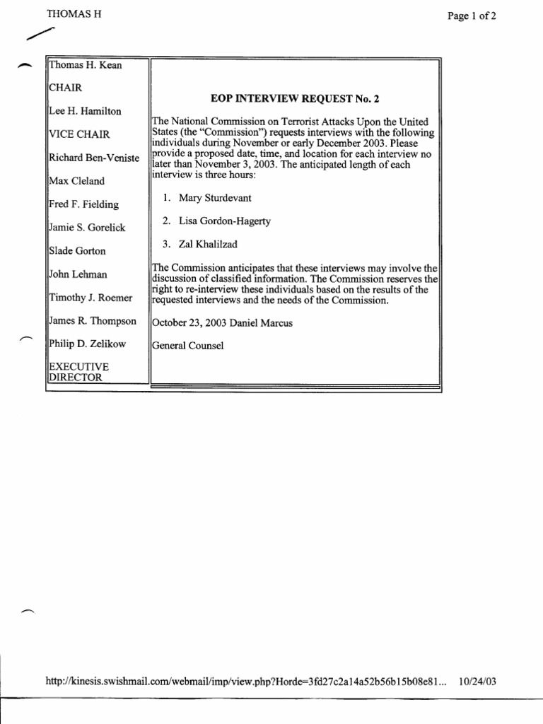 National Commission Interview Requests | PDF | Politics | Law