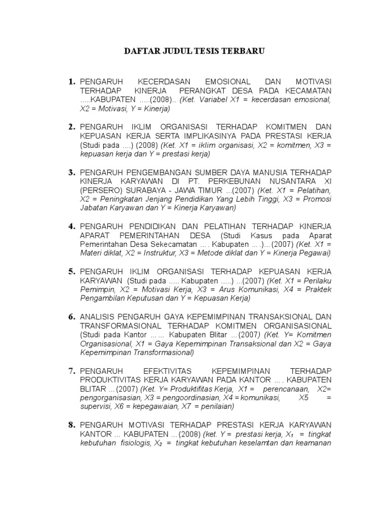 Kumpulan Contoh Skripsi Dan Tesis Pendidikan Lengkap