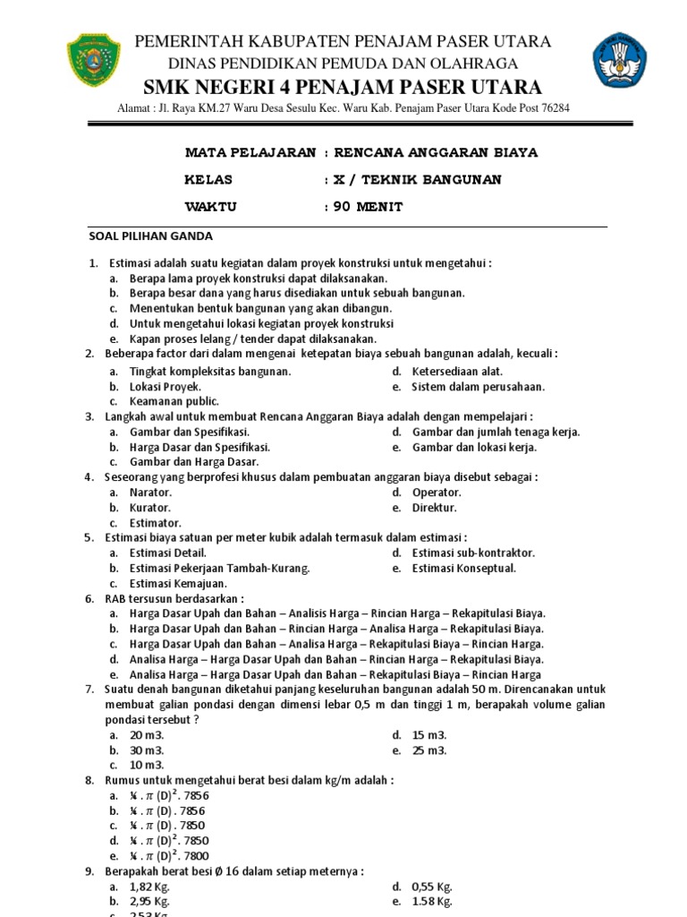 Contoh Soal Anggaran Komprehensif