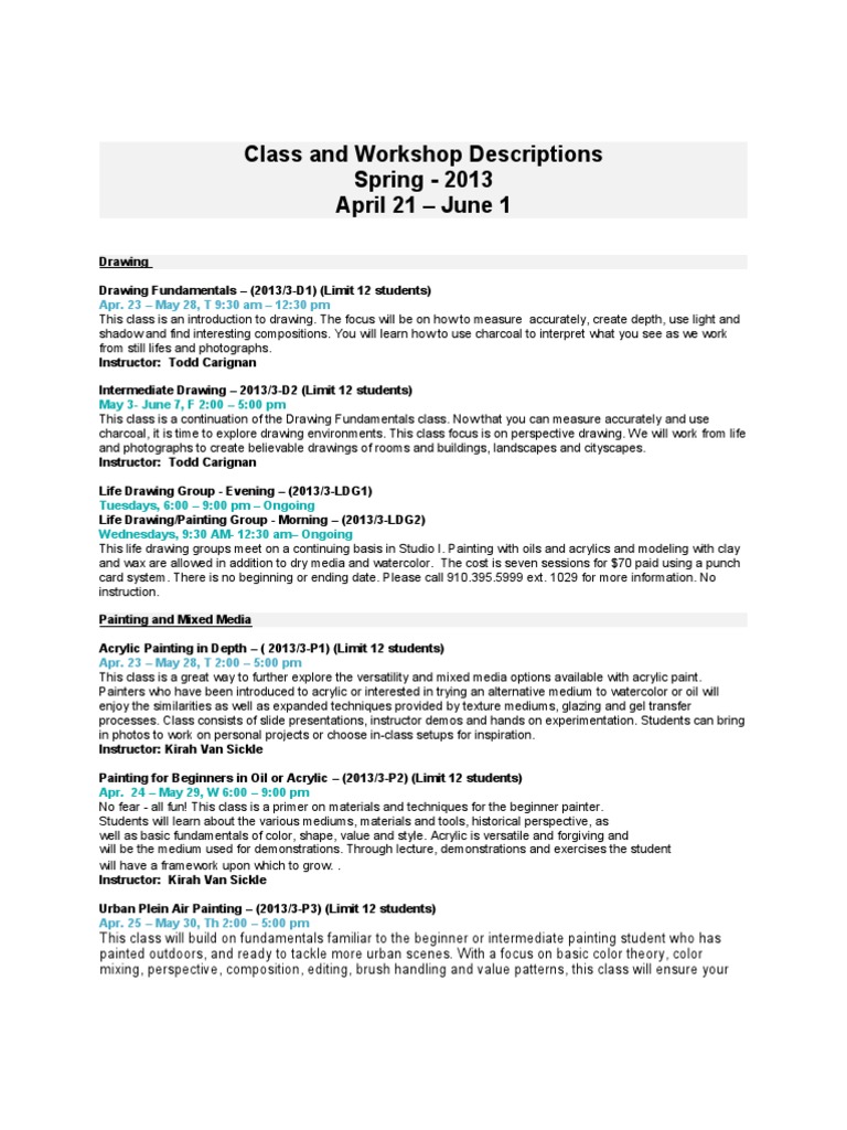 Class Descriptions Acrylic Paint Paintings