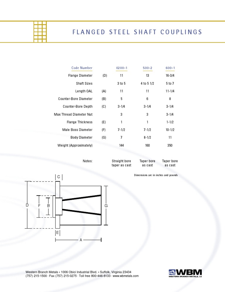 Flanged Steel Shaft Couplings Specs | PDF | Technology & Engineering