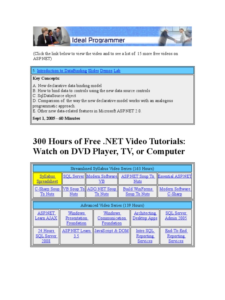Aspnet 2.0 Video 5 Data Binding Aspnet 2.0 | PDF