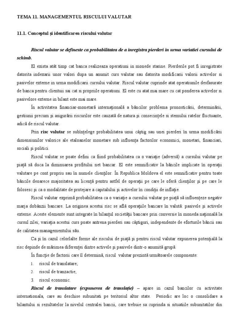 Tema 11 Managementul Riscului Valutar | PDF