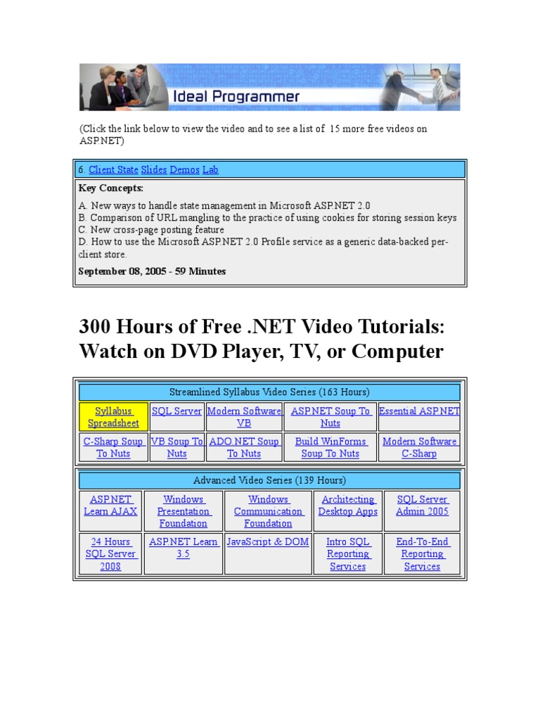 ASPNET 2.0 Video 6 Client State and Cookies ASPNET 2.0 | PDF | Active ...