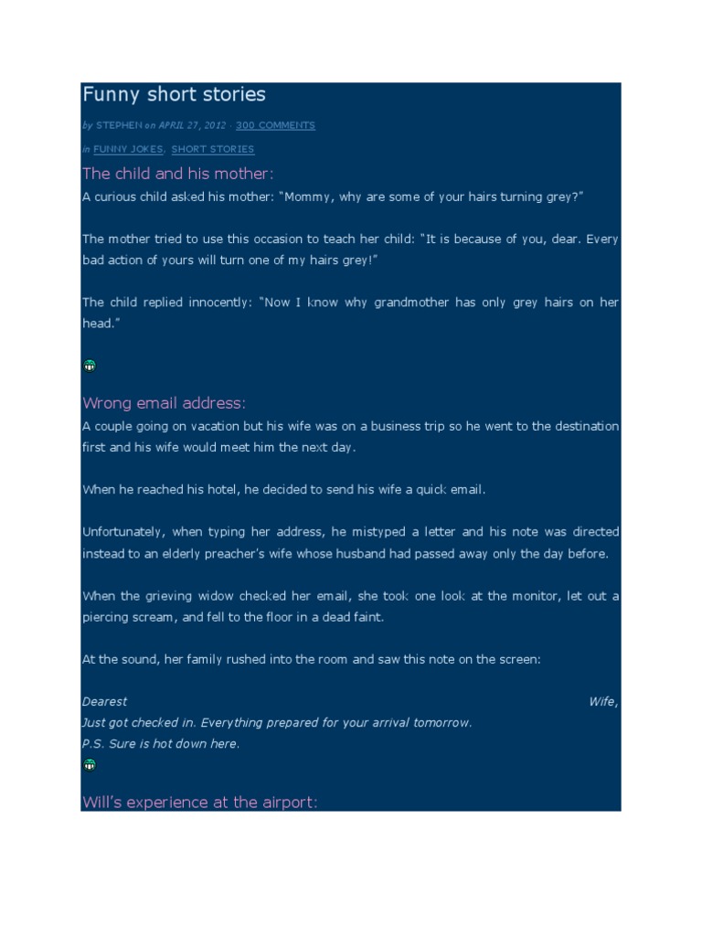 Funny Short Stories | PDF | Baggage, image size:768x1024