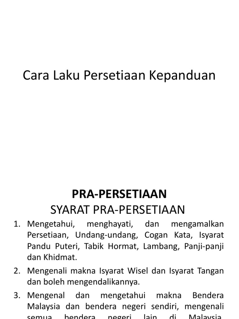 Cara Laku Persetiaan Kepanduan Pandu Puteri Pdf