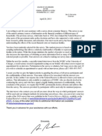 Letter from Federal Reserve chairman Ben Bernanke regarding the annual Survey of Consumer Finances