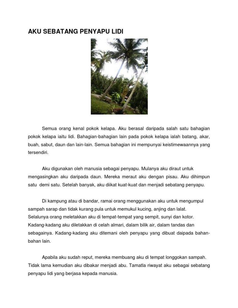 Karangan Autobiografi Aku Sebatang Pokok Kelapa