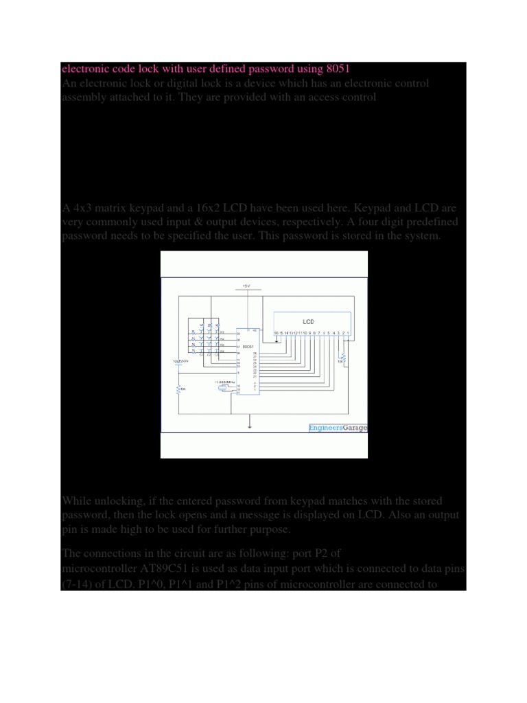 Electronic Code Lock with Password | PDF | Personal Identification ...