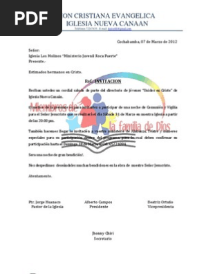 Carta De Invitacion Eucaristia Mesias Judios Reclamantes