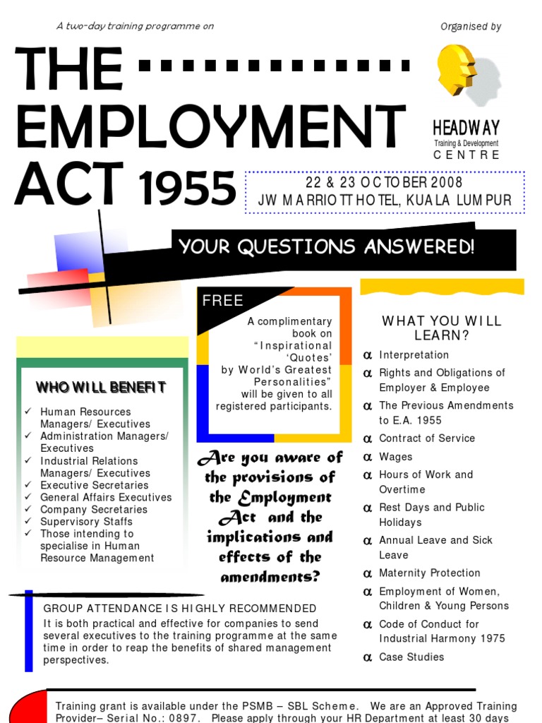 The Employment Act 1955 PDF Employment Overtime