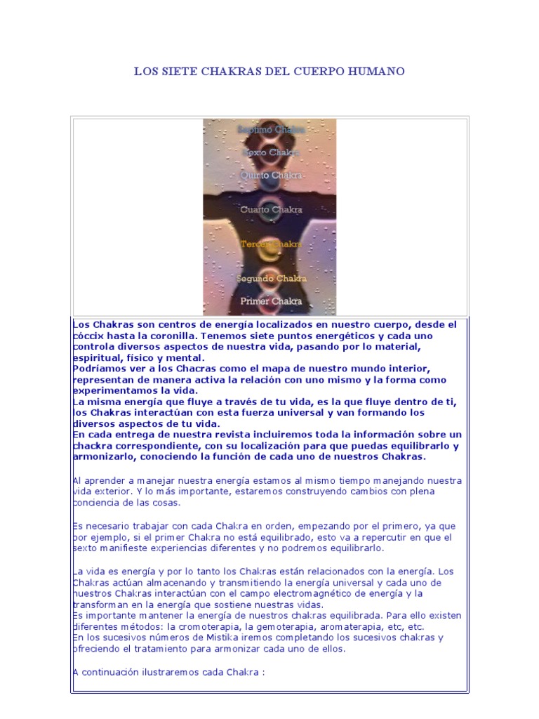 Los 7 Chakras del Cuerpo Humano | PDF | Chakra | Vida