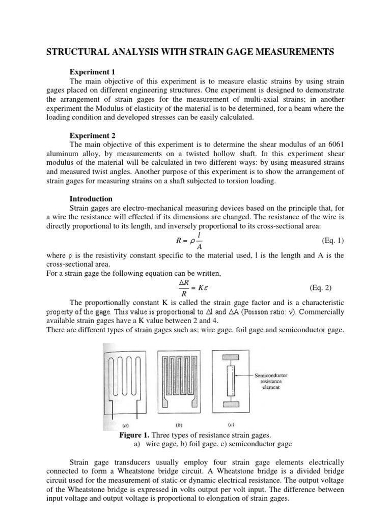Strain Gauge Applications in Structural Analysis | PDF | Stress ...