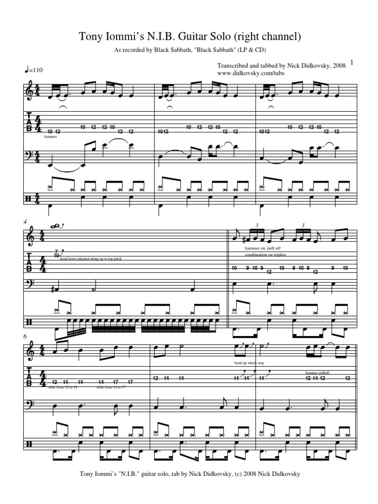 Nib Black Sabbath Tabs PDF