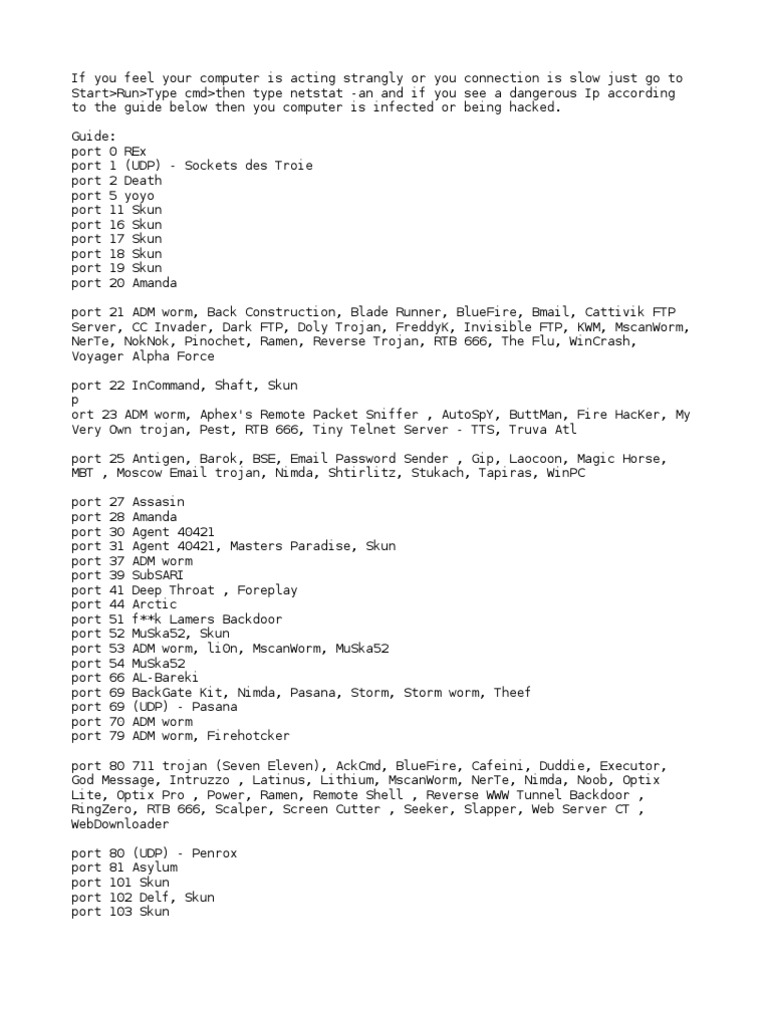The Port Guide, Port Number and Info | PDF