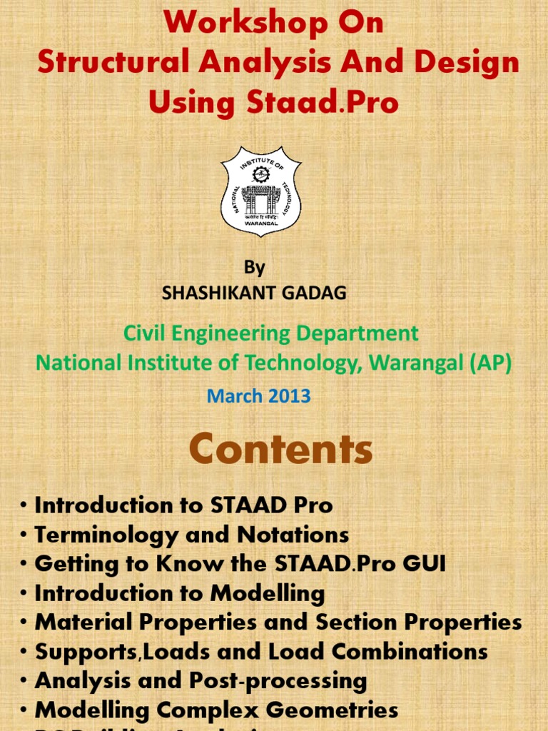 STAAD.Pro Workshop for Civil Engineers | PDF | Structural Analysis ...