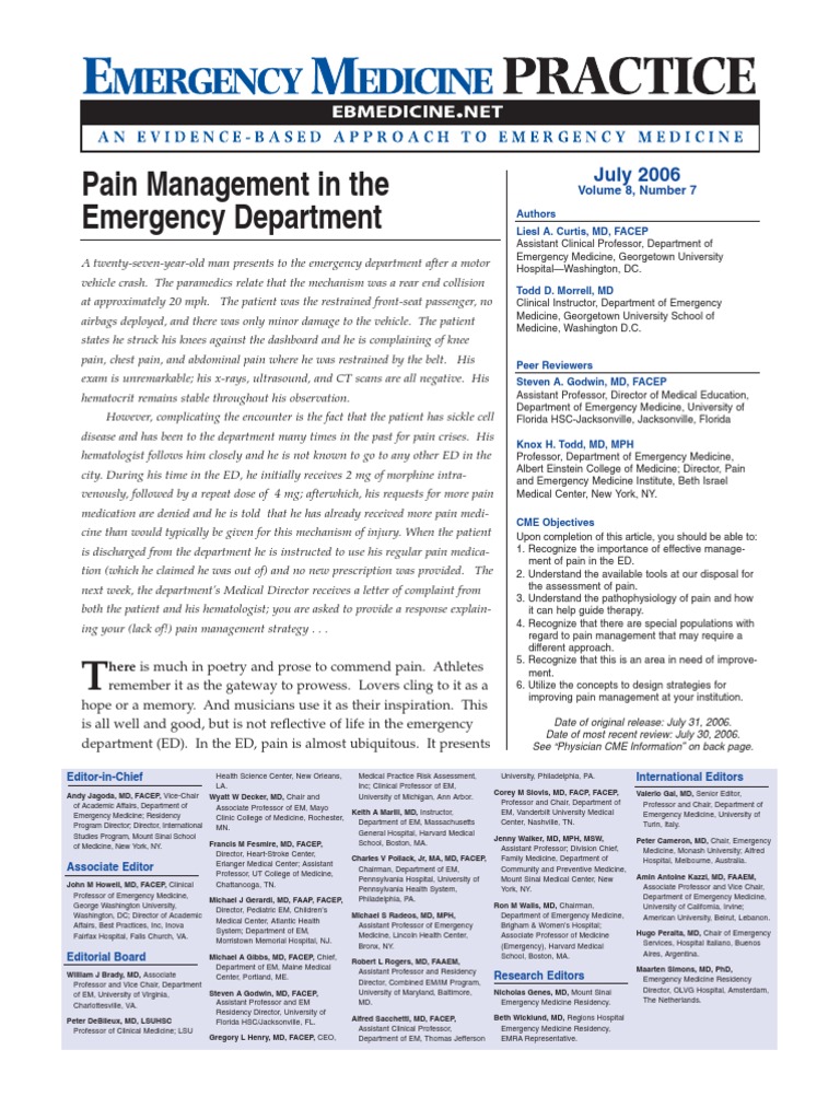 Pain Management in The Emergency Department PDF Peripheral