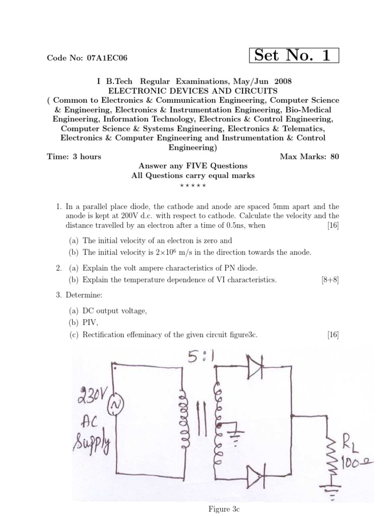 Electronic Devices and Circuits 2008 question paper ...