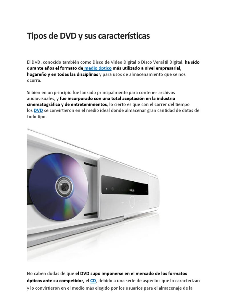 Tipos de DVD y sus características | DVD | Disco compacto
