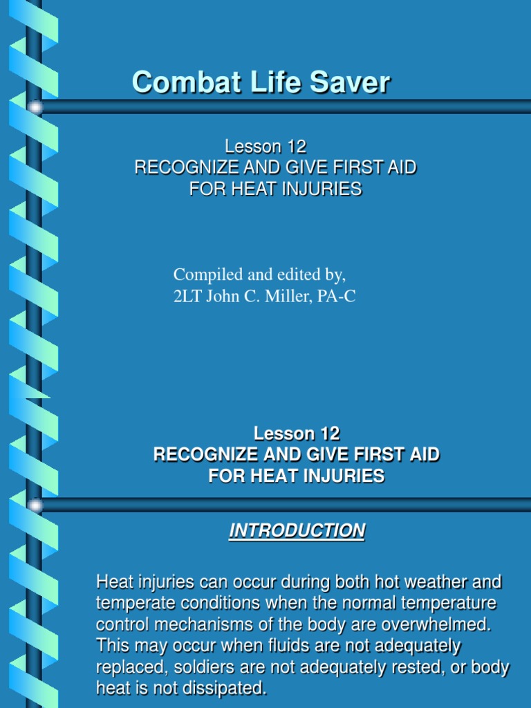 First Aid for Heat Injuries Guide | PDF | Hyperthermia | Nausea