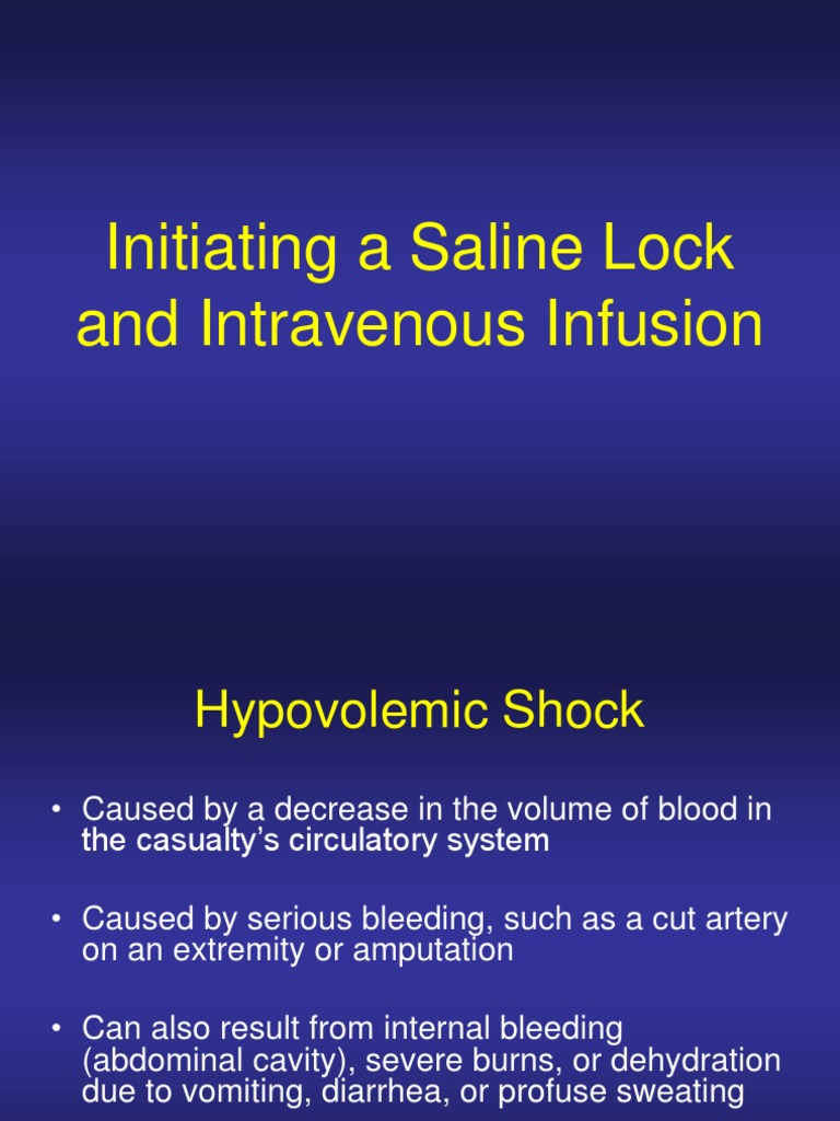 Lesson 6 Saline Lock and Intravenous Infusion Intravenous Therapy