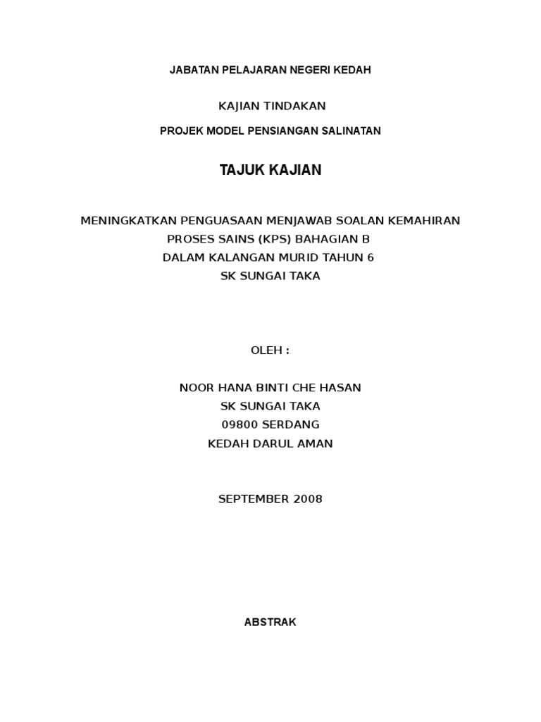Laporan Kajian Tindakan Sains Pdf