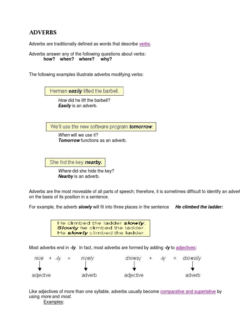 Understanding Adverbs and Their Usage | PDF