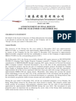 China Infra Inv - Announcement of Final Results For The Year Ended 31 December 2012 PDF