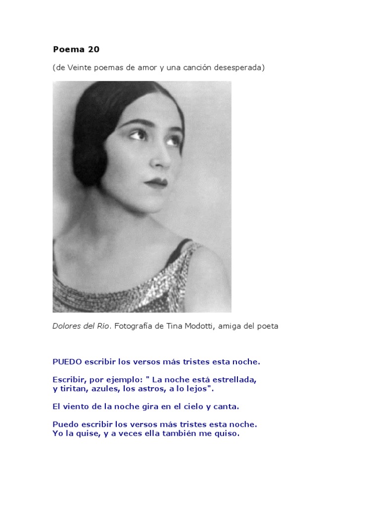 Poema 20 Pablo Neruda PDF