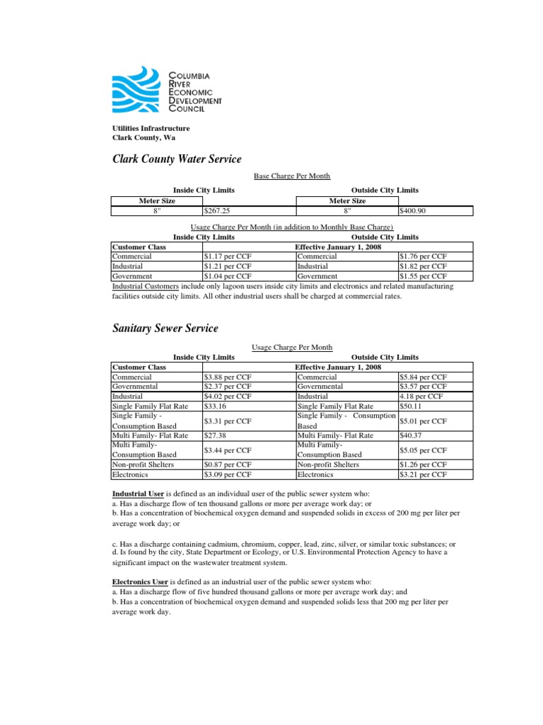 Clark County Utilities Rate Schedule | PDF | Kilowatt Hour | Watt