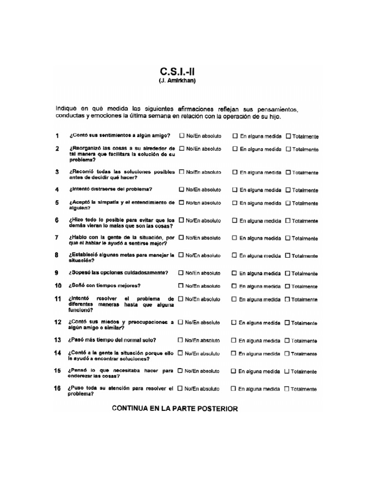 Cuestionario Coping Strategy Indicator (CSI-II) | PDF