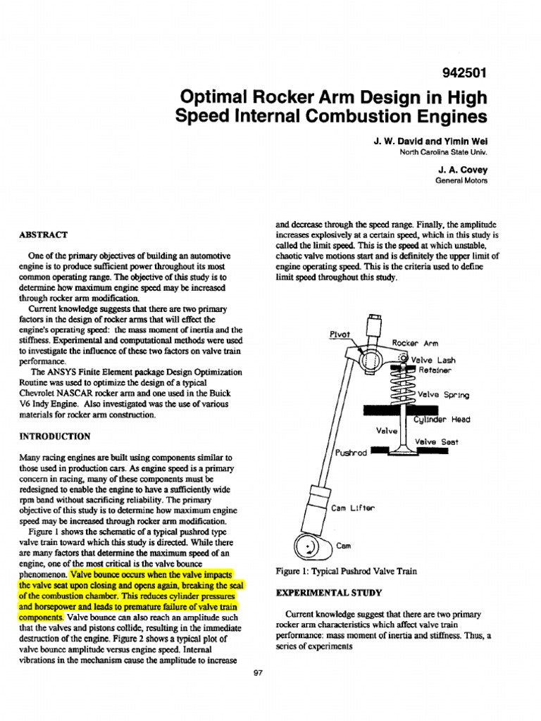 Optimal Rocker Arm Designasd PDF Mathematical Optimization
