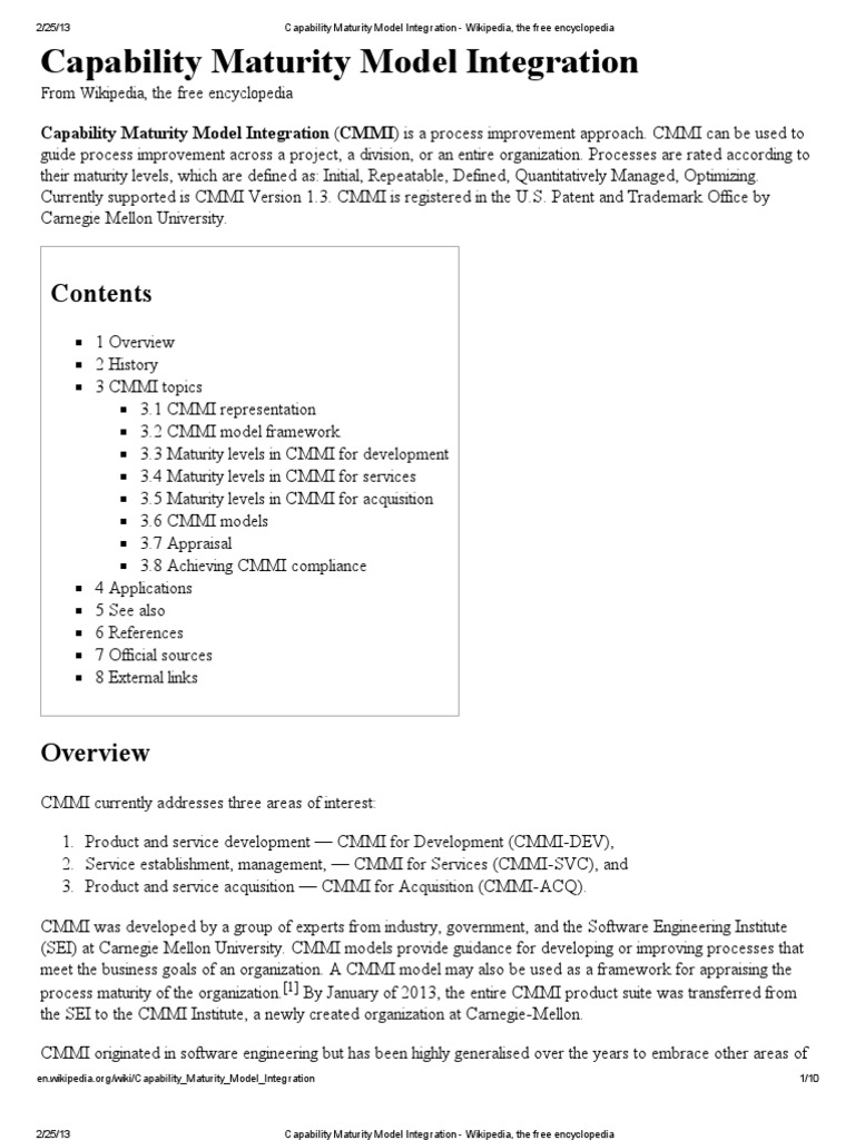 CMMI Overview and Process Improvement | PDF | Software Development ...